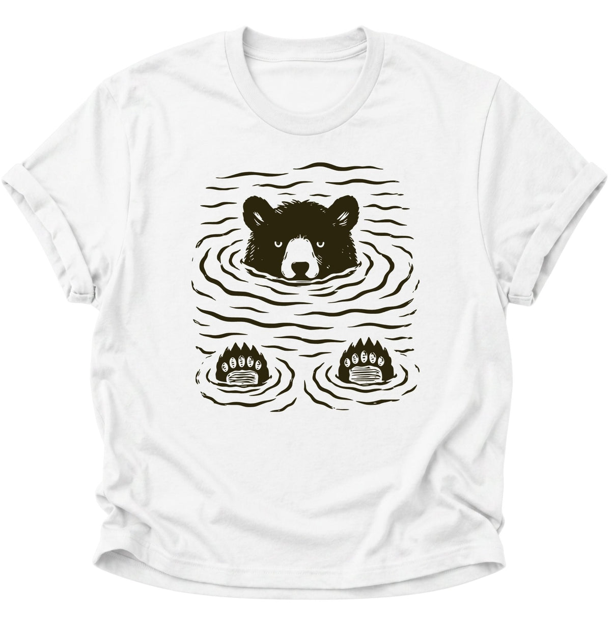 Schwimmender Bär Unisex T-Shirt Weiß - PINE & RIVER