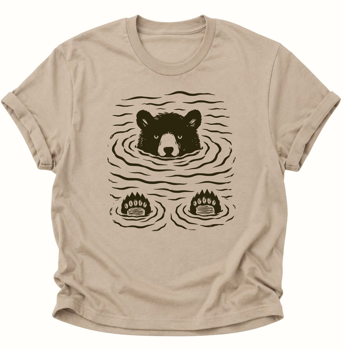 Schwimmender Bär Unisex T-Shirt Sand - PINE & RIVER