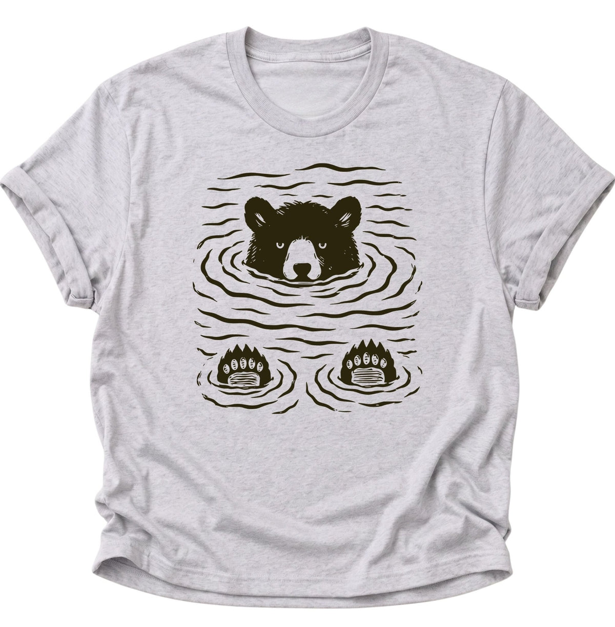 Schwimmender Bär Unisex T-Shirt Ash Grey - PINE & RIVER
