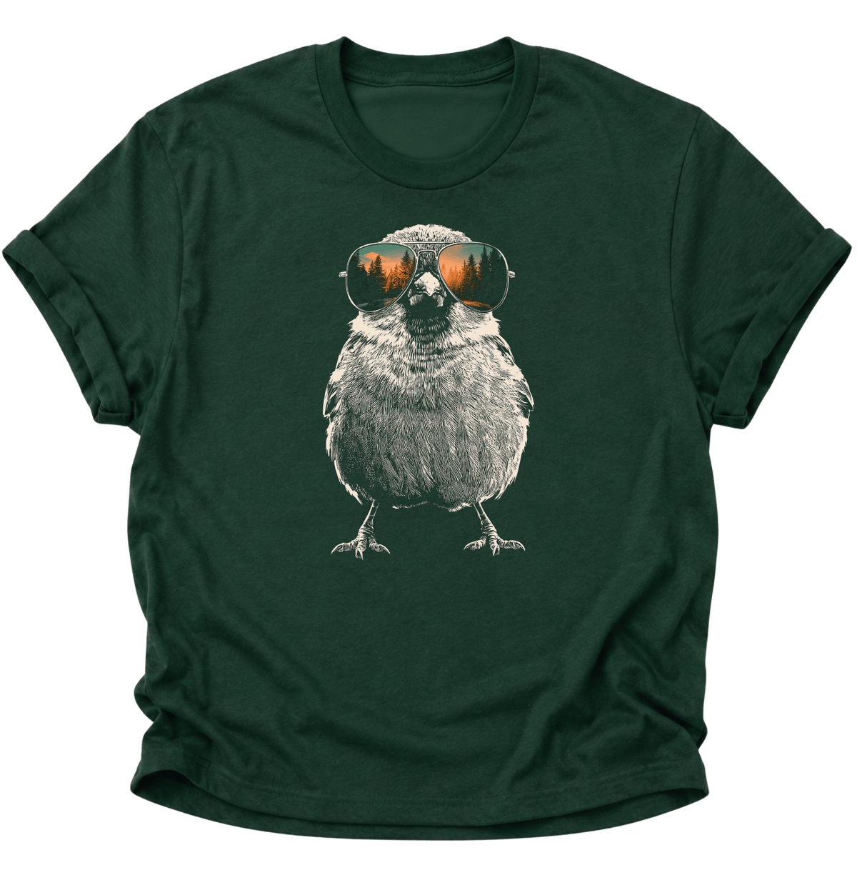 Spatz mit Pilotenbrille Unisex T-Shirt Forest Green - PINE & RIVER