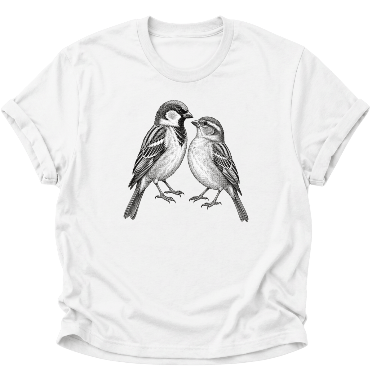 Spatzen Verbundenheit Unisex T-Shirt Weiß - PINE & RIVER