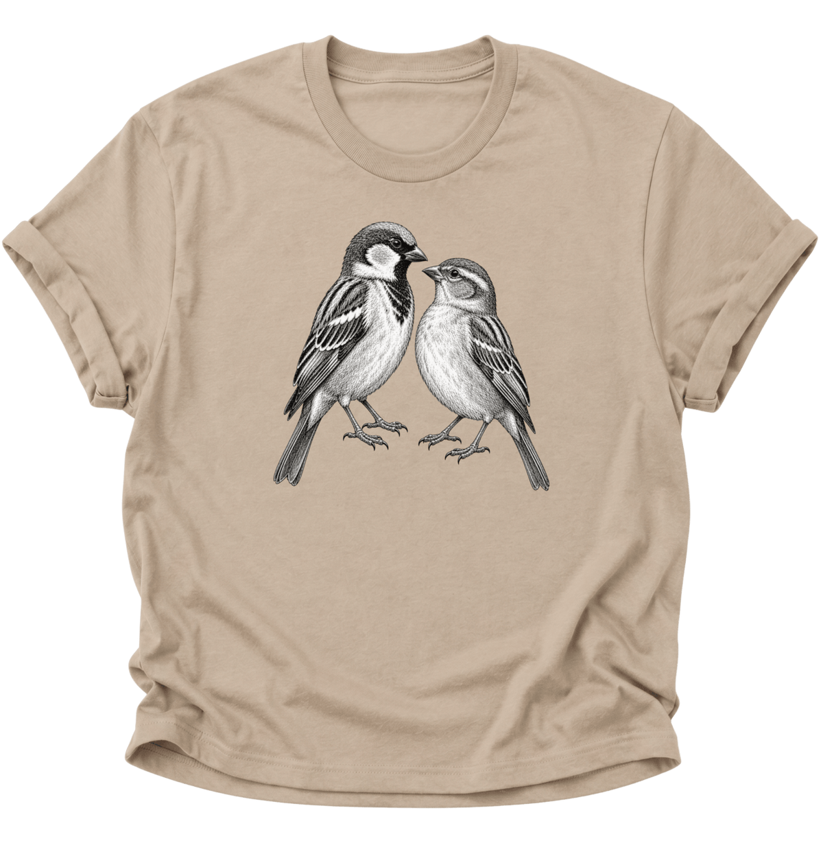 Spatzen Verbundenheit Unisex T-Shirt Sand - PINE & RIVER