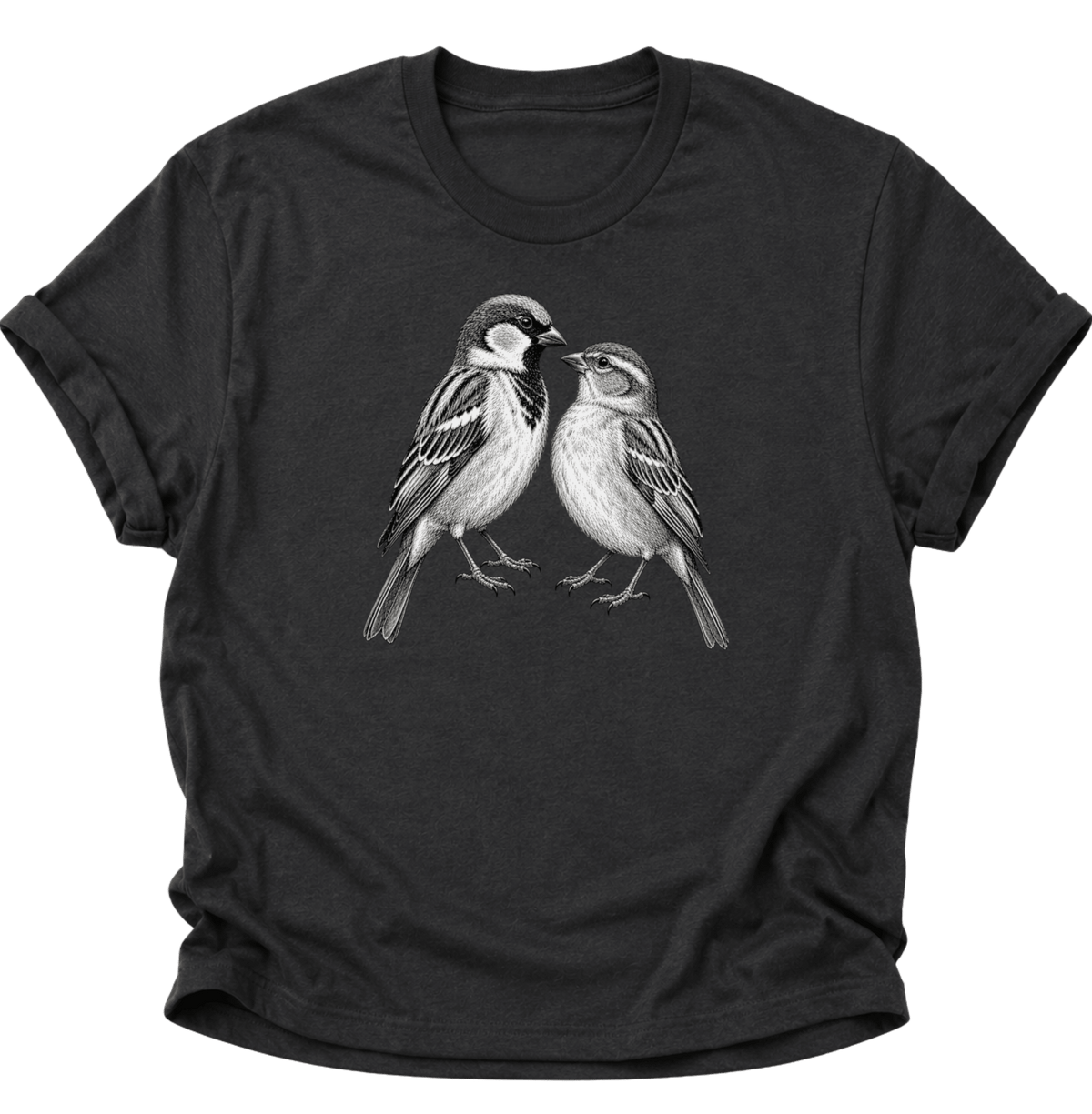 Spatzen Verbundenheit Unisex T-Shirt Schwarz - PINE & RIVER