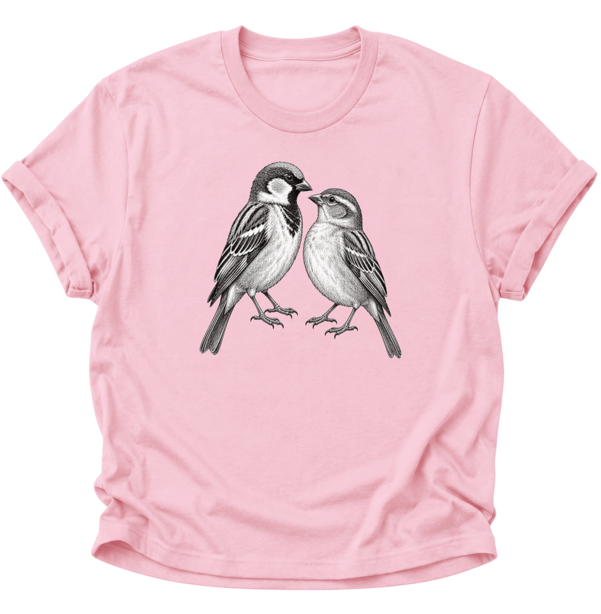 Spatzen Verbundenheit Unisex T-Shirt Light Pink - PINE & RIVER