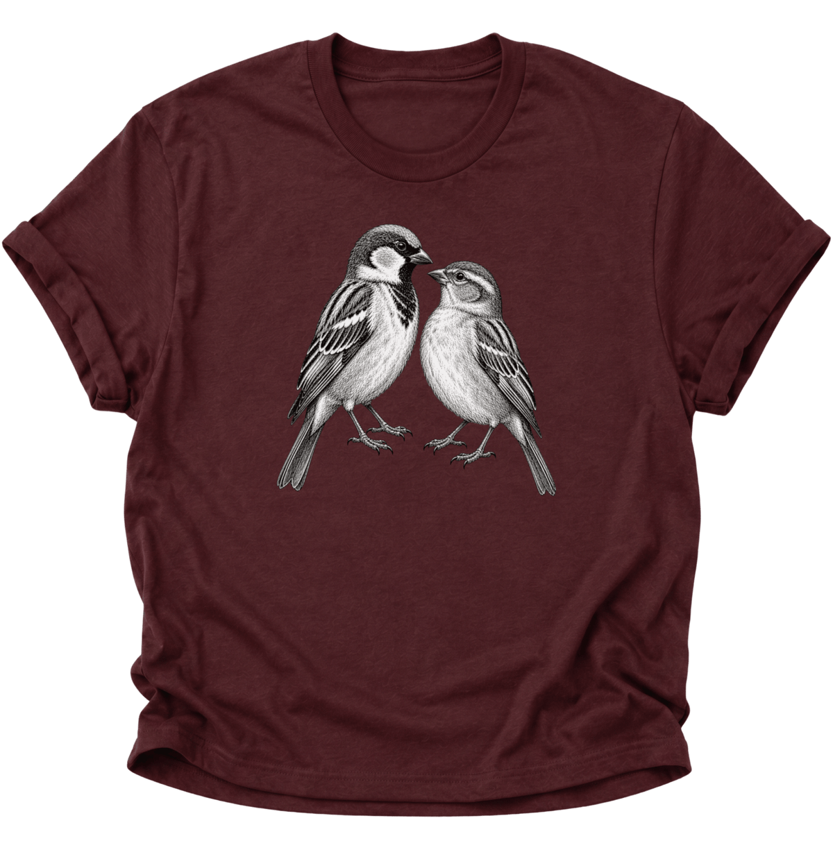 Spatzen Verbundenheit Unisex T-Shirt Maroon - PINE & RIVER