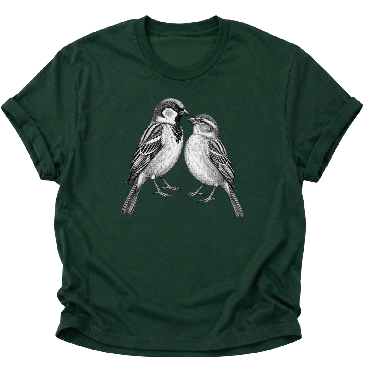 Spatzen Verbundenheit Unisex T-Shirt Forest Green - PINE & RIVER