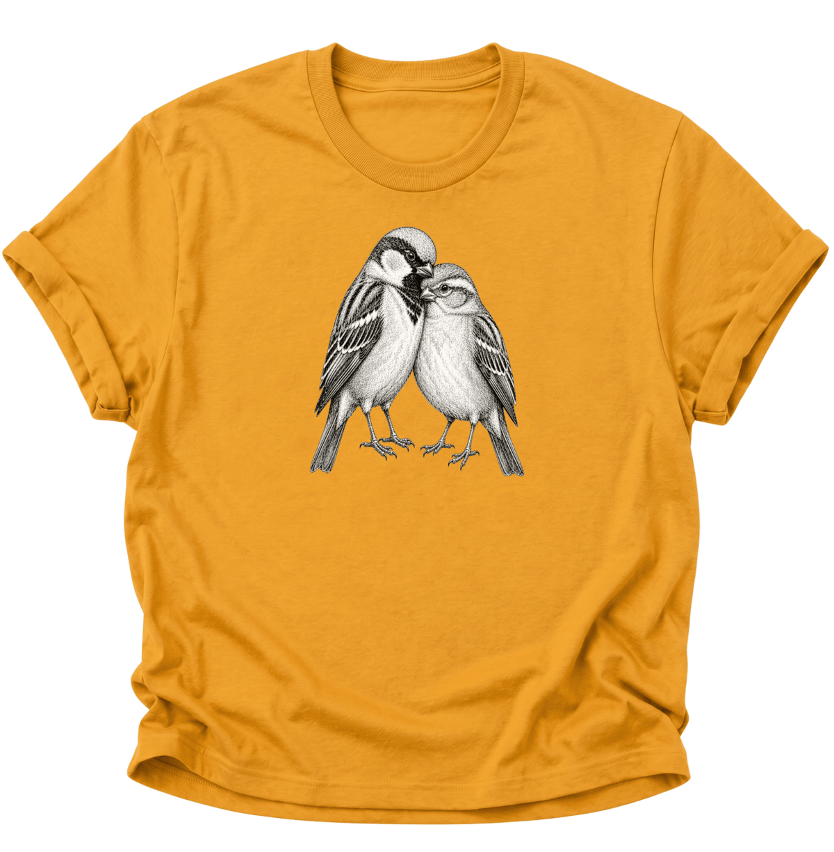 Spatzenliebe Vogel Unisex T-Shirt Gelb - PINE & RIVER