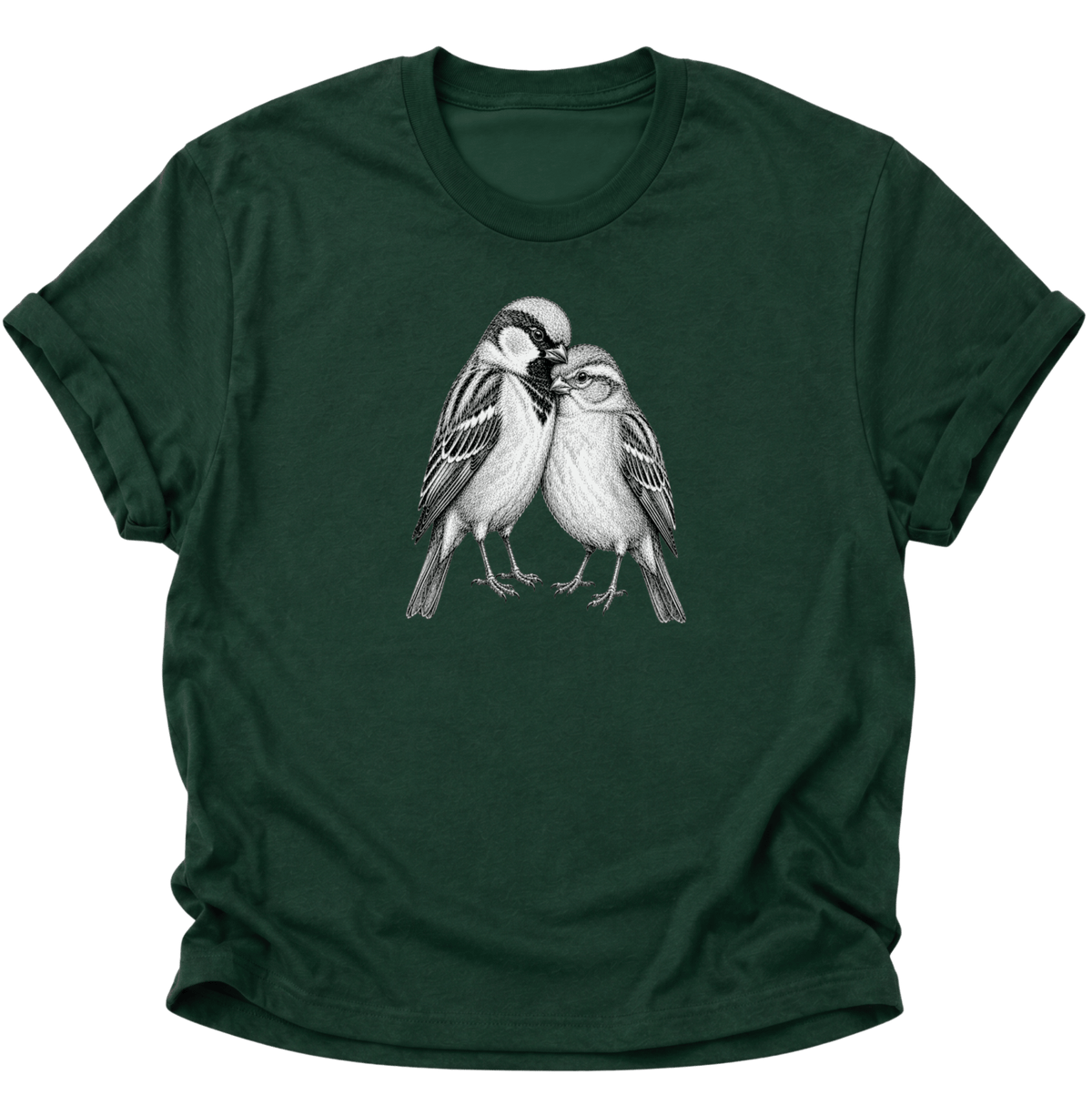 Spatzenliebe Vogel Unisex T-Shirt Forest Green - PINE & RIVER