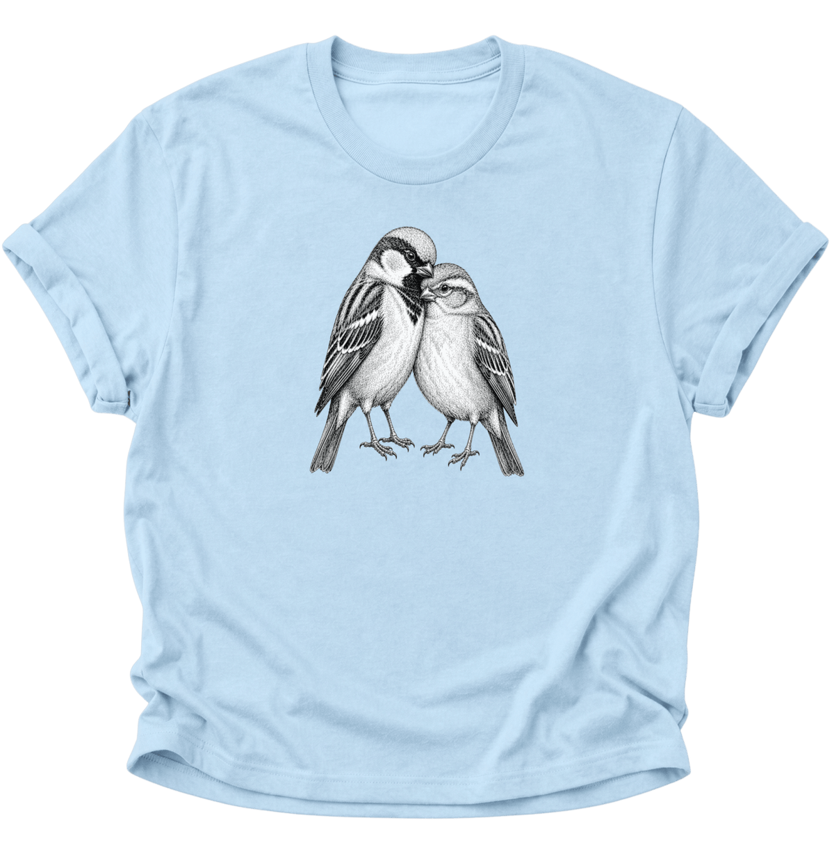 Spatzenliebe Vogel Unisex T-Shirt Light Blue - PINE & RIVER