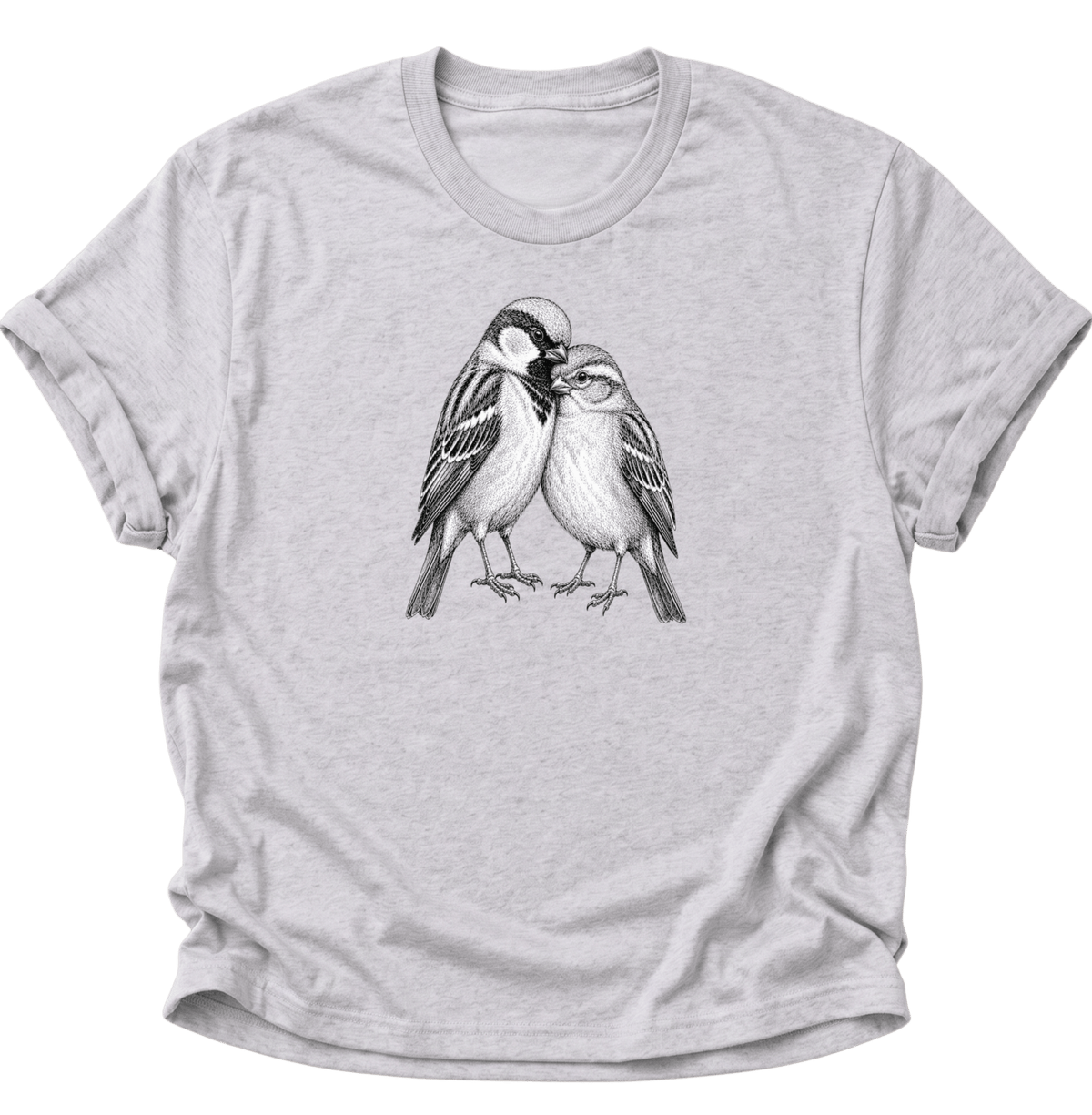 Spatzenliebe Vogel Unisex T-Shirt Ash Grey - PINE & RIVER