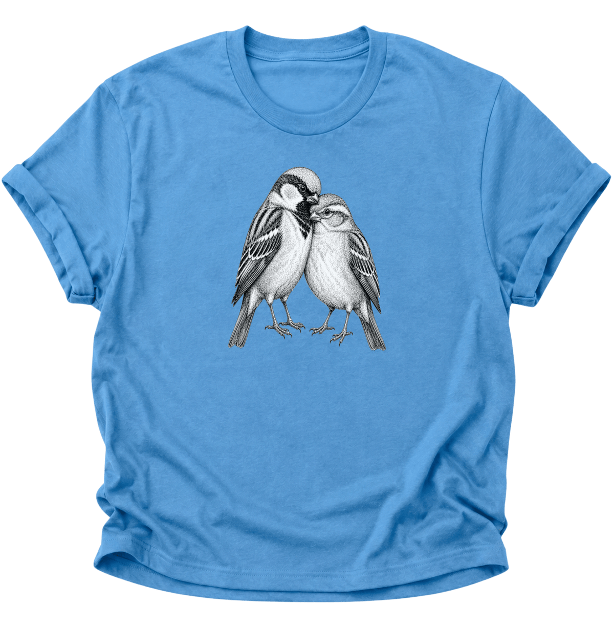 Spatzenliebe Vogel Unisex T-Shirt Carolina Blue - PINE & RIVER