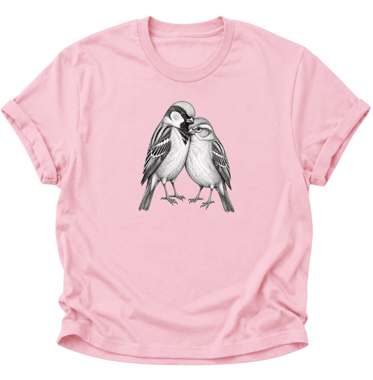Spatzenliebe Vogel Unisex T-Shirt Light Pink - PINE & RIVER