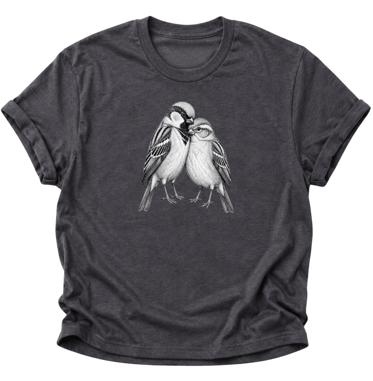 Spatzenliebe Vogel Unisex T-Shirt Dark Heather - PINE & RIVER