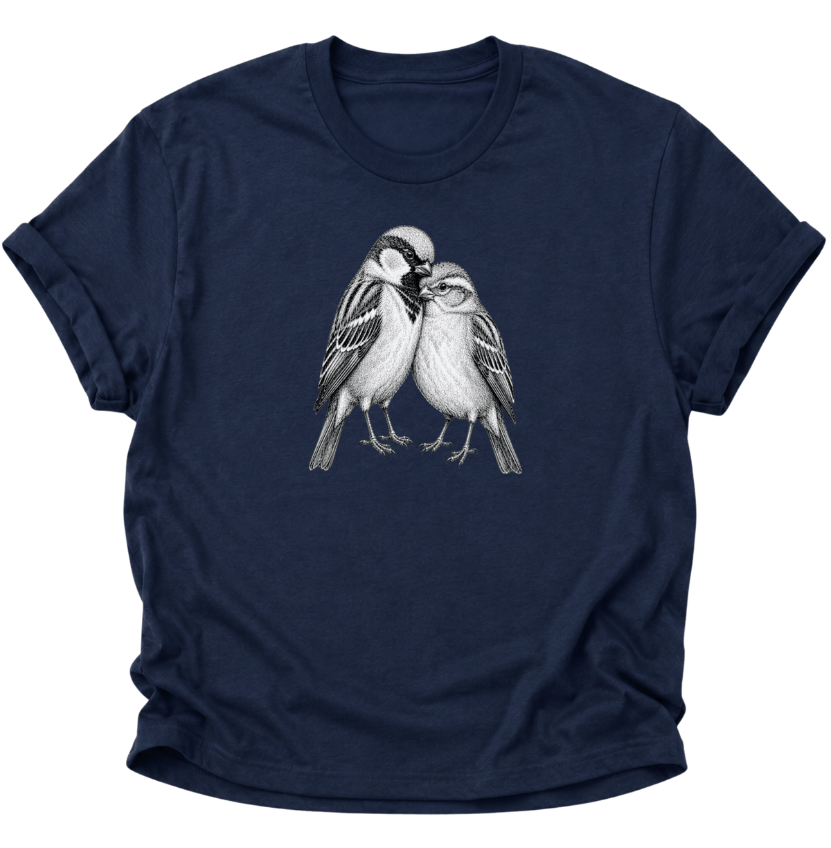 Spatzenliebe Vogel Unisex T-Shirt Navy Blue - PINE & RIVER