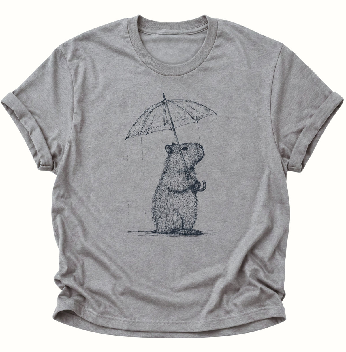 Capybara mit Regenschirm Unisex T-Shirt Sport Grey - PINE & RIVER