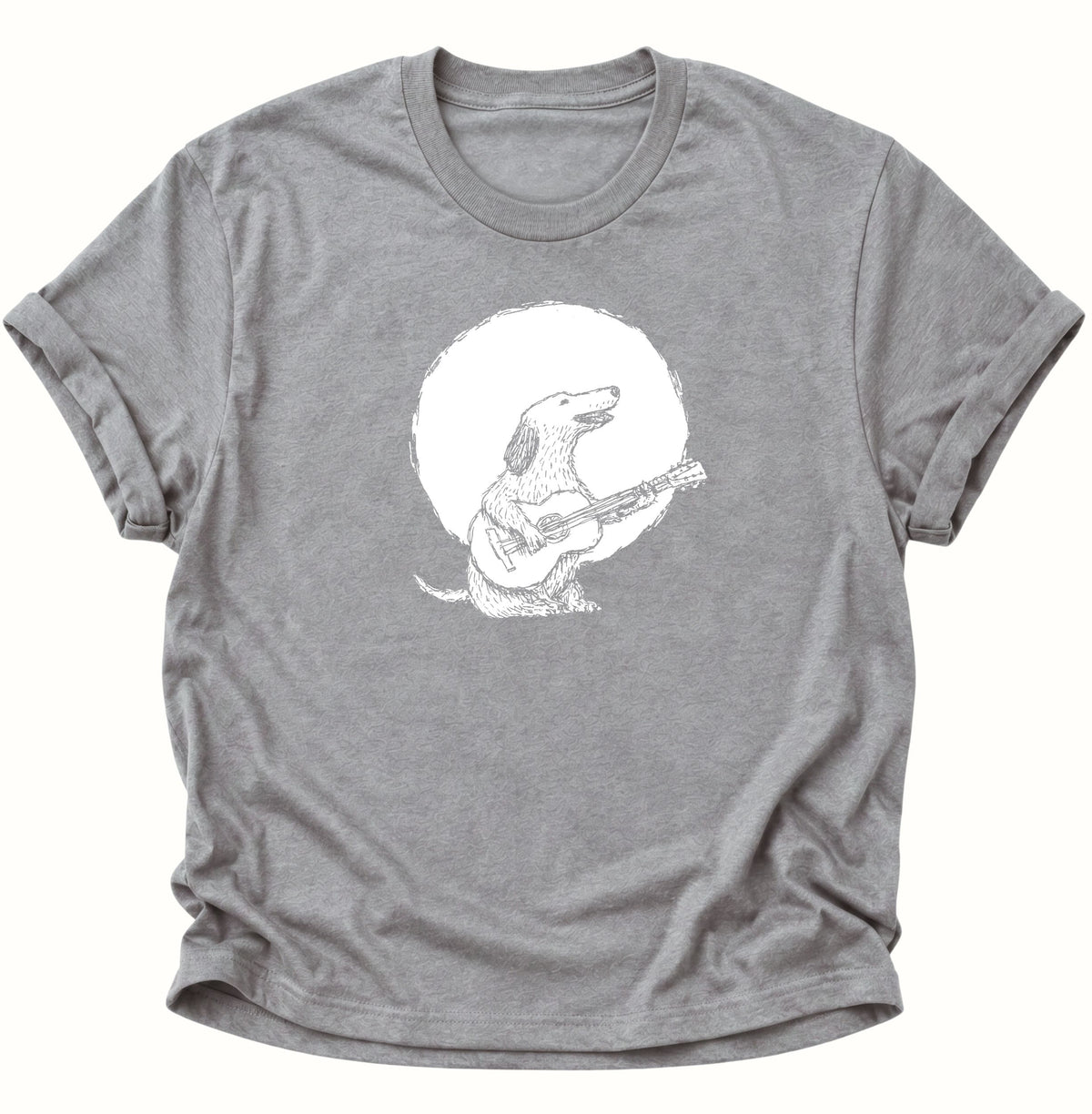 Gitarre spielender Hund im Mondschein Unisex T-Shirt Sport Grey - PINE & RIVER