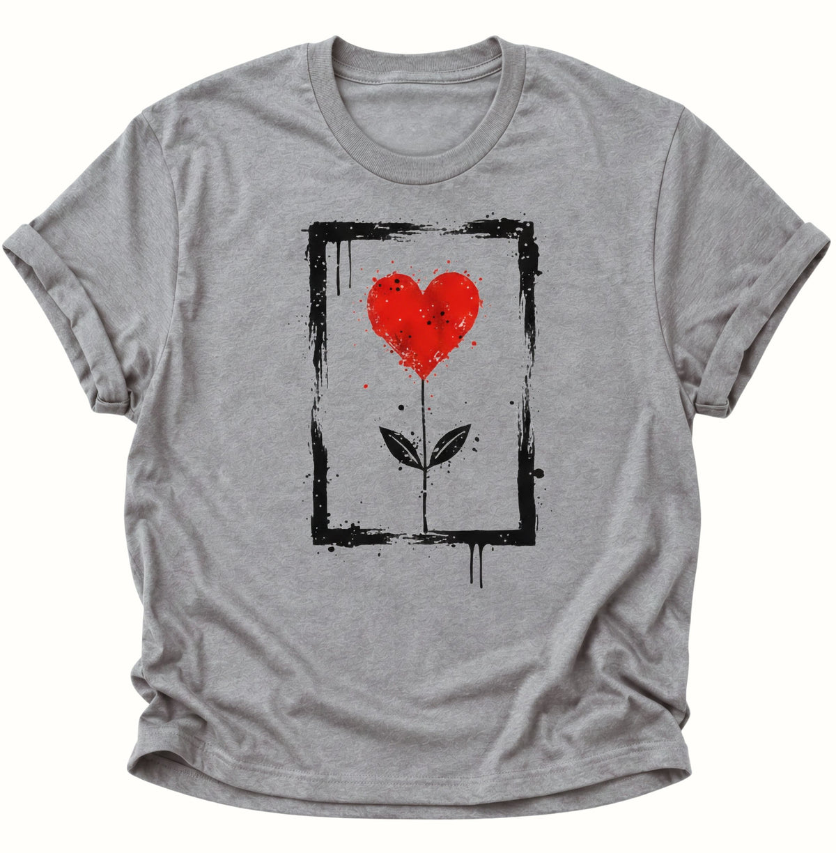 Herz Blume Unisex T-Shirt Sport Grey - PINE & RIVER