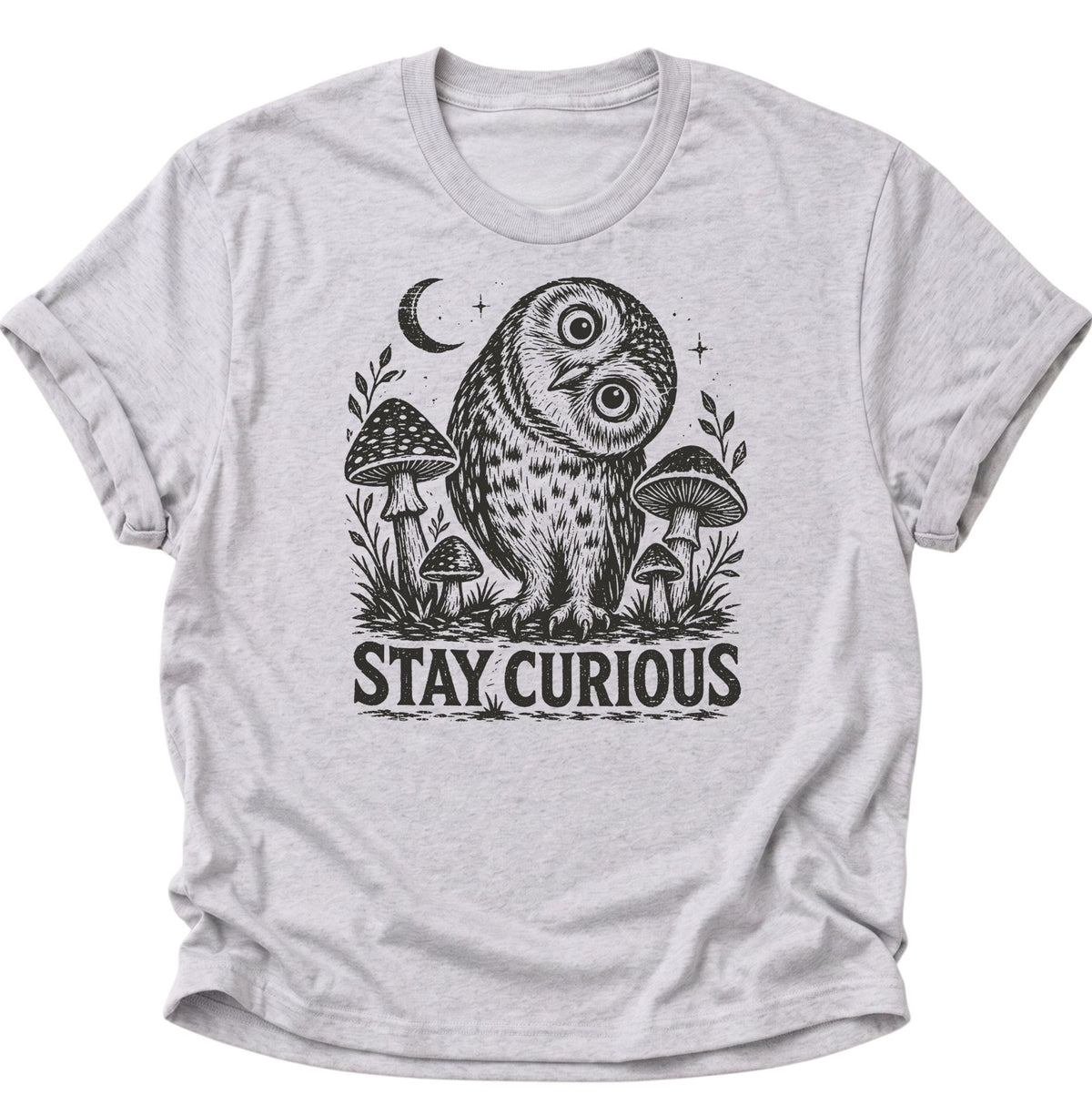 Stay Curious Eule Unisex T-Shirt Ash Grey - PINE & RIVER