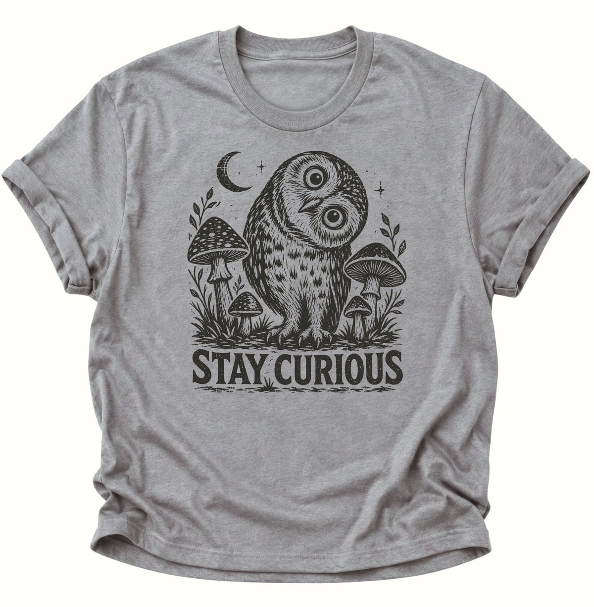Stay Curious Eule Unisex T-Shirt Sport Grey - PINE & RIVER