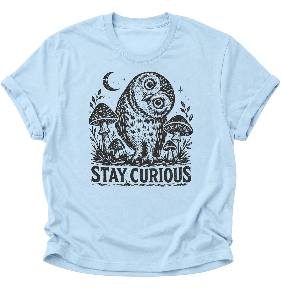 Stay Curious Eule Unisex T-Shirt Light Blue - PINE & RIVER