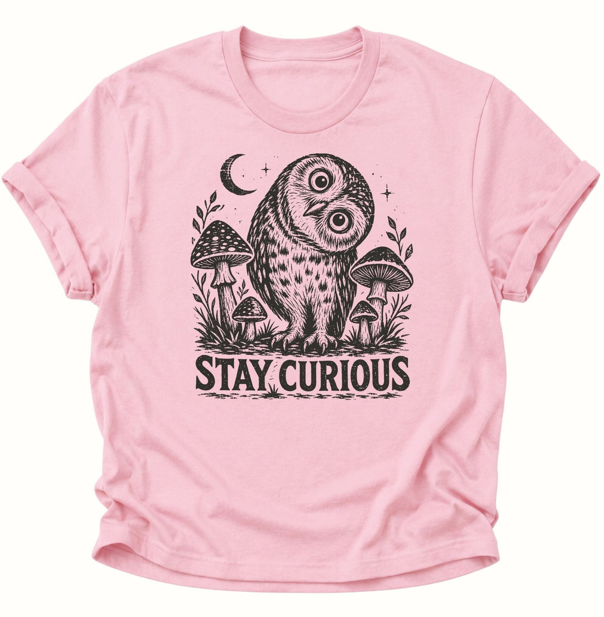 Stay Curious Eule Unisex T-Shirt Light Pink - PINE & RIVER