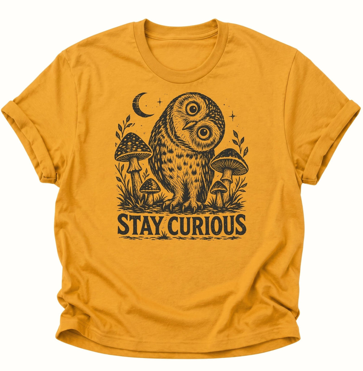 Stay Curious Eule Unisex T-Shirt Gelb - PINE & RIVER