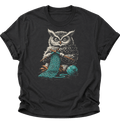 Strickende Eule Unisex T-Shirt Schwarz - PINE & RIVER