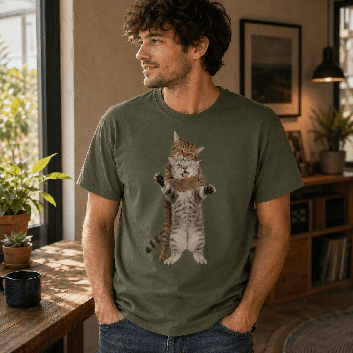 Süßes Katzenliebe Unisex T-Shirt Carolina Blue - PINE & RIVER