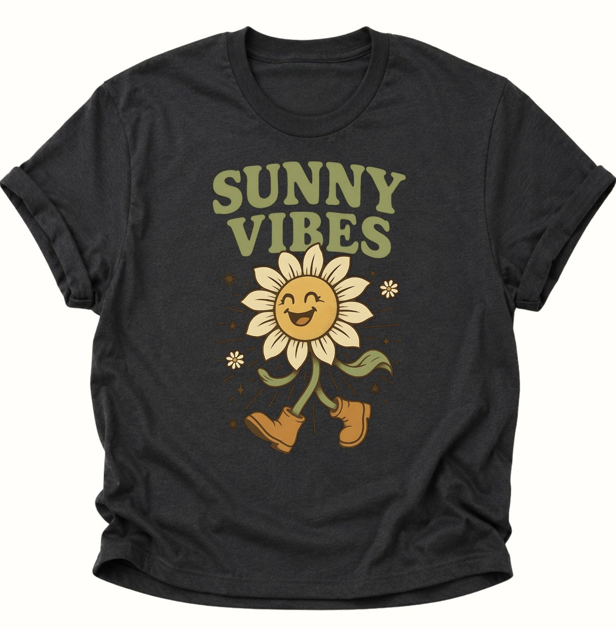 Sunny Vibes Sonnenblume Unisex T-Shirt Schwarz - PINE & RIVER