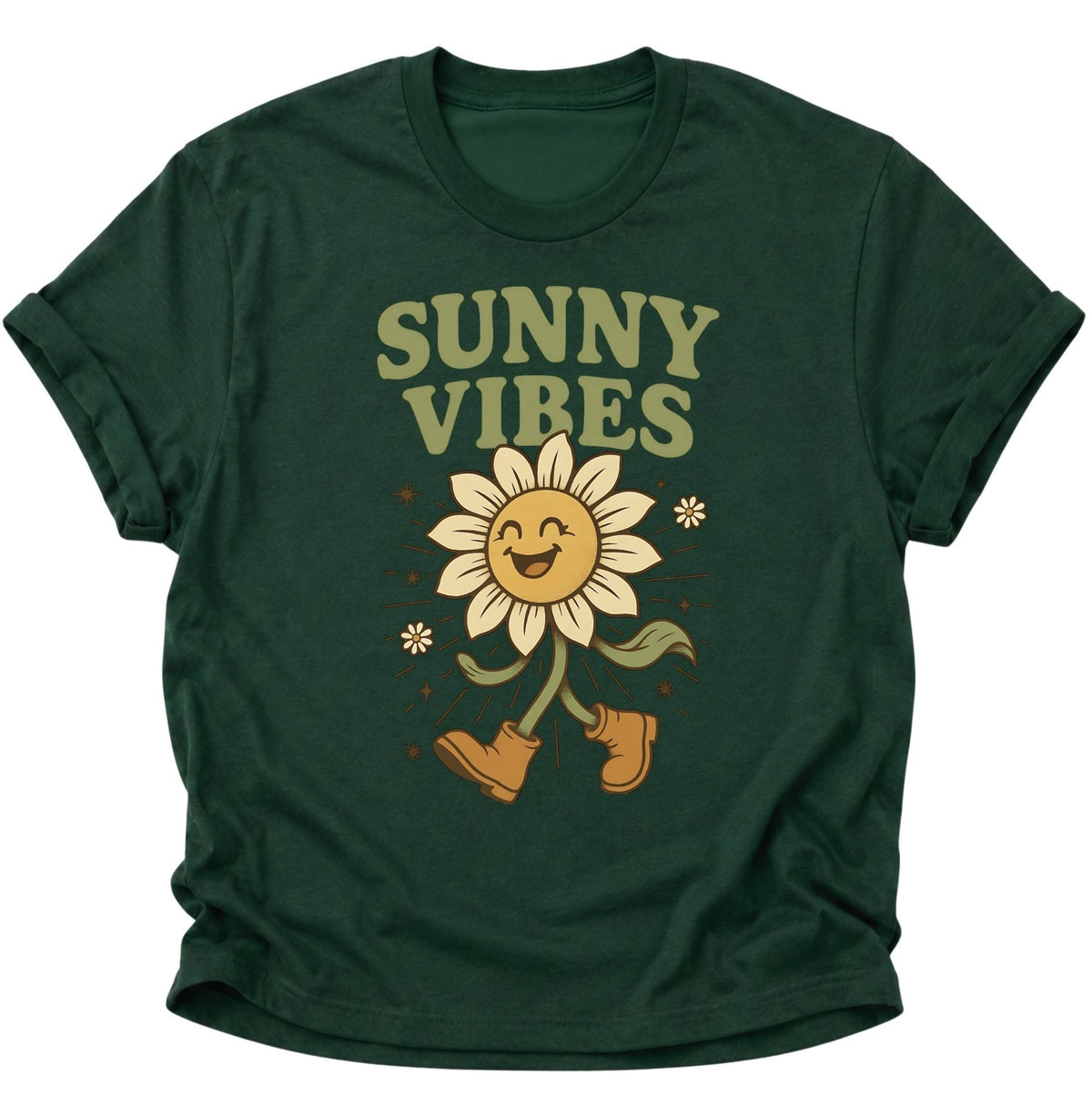 Sunny Vibes Sonnenblume Unisex T-Shirt Forest Green - PINE & RIVER