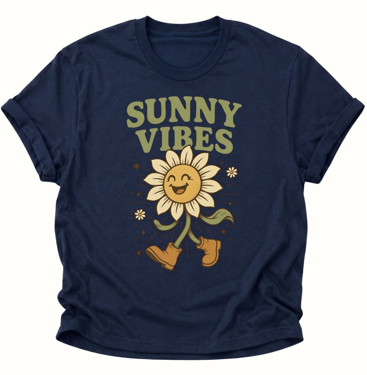 Sunny Vibes Sonnenblume Unisex T-Shirt Navy Blue - PINE & RIVER