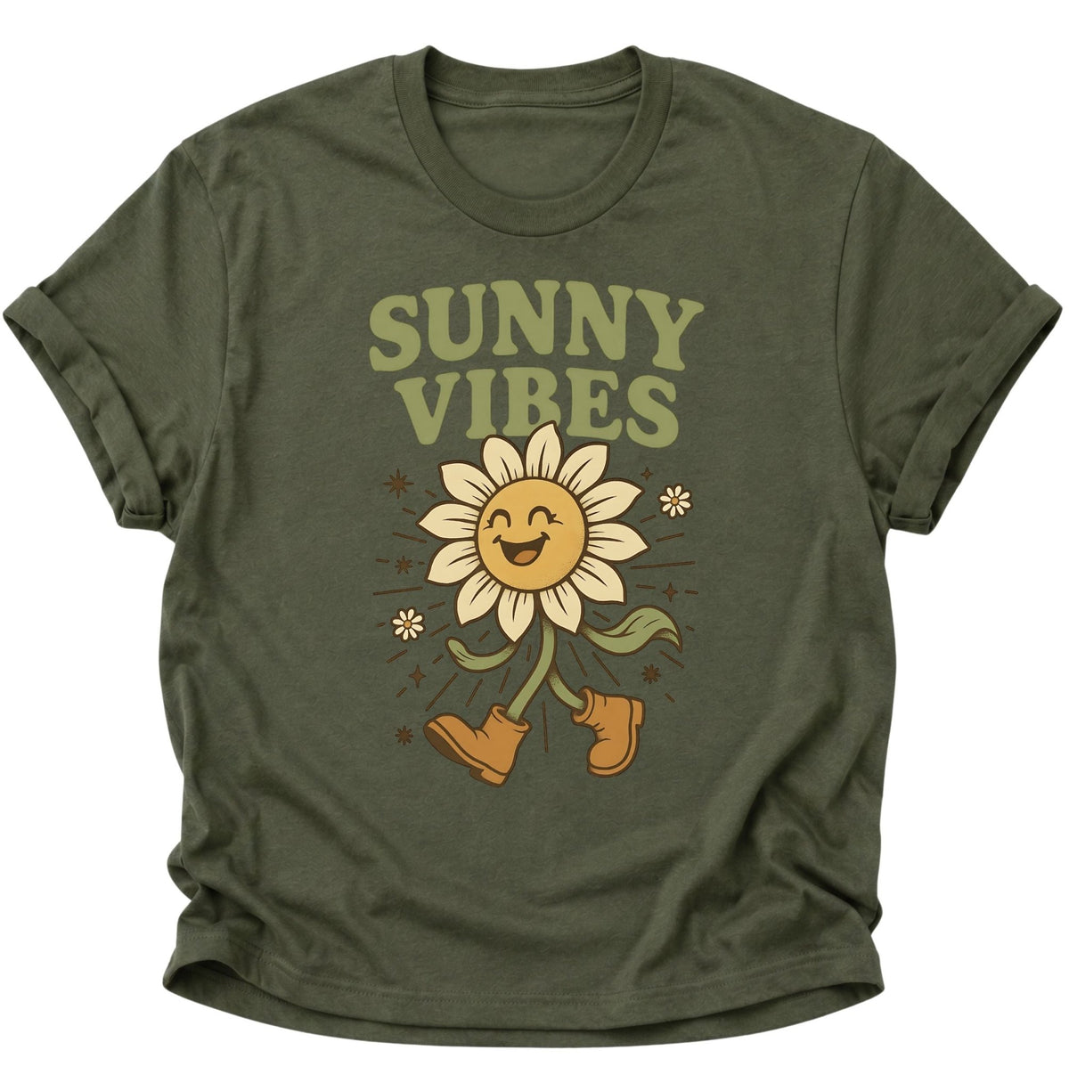 Sunny Vibes Sonnenblume Unisex T-Shirt Military Green - PINE & RIVER