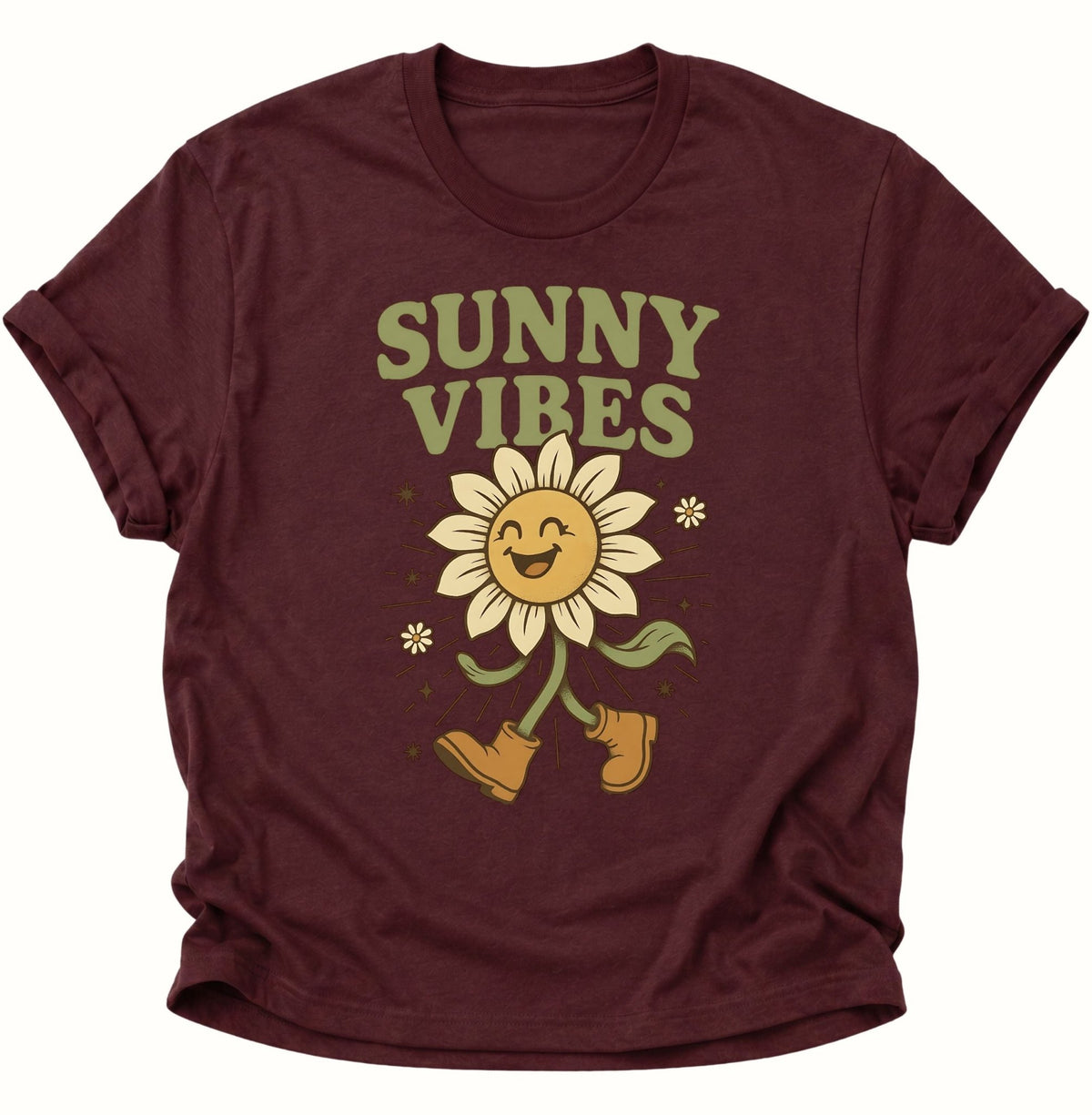 Sunny Vibes Sonnenblume Unisex T-Shirt Maroon - PINE & RIVER