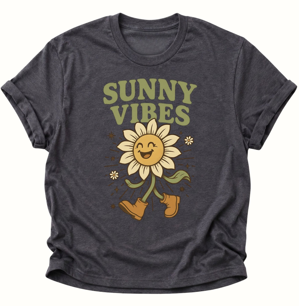 Sunny Vibes Sonnenblume Unisex T-Shirt Dark Heather - PINE & RIVER