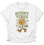 Sunny Vibes Sonnenblume Unisex T-Shirt Weiß - PINE & RIVER