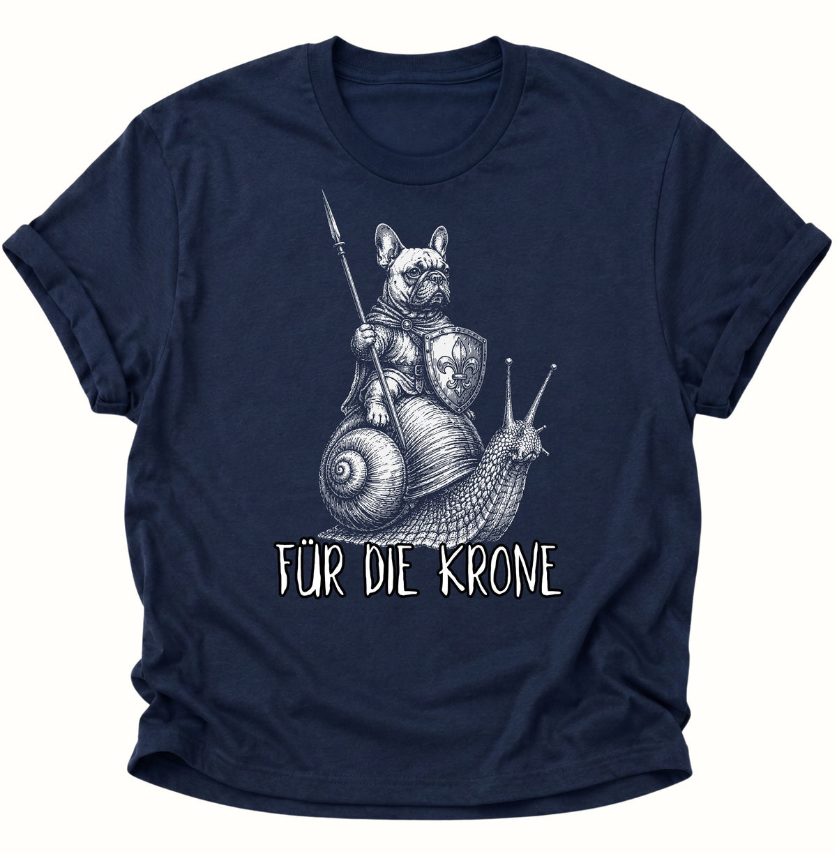 Bulldoggenritter auf Schnecke Unisex T-Shirt Navy Blue - PINE & RIVER