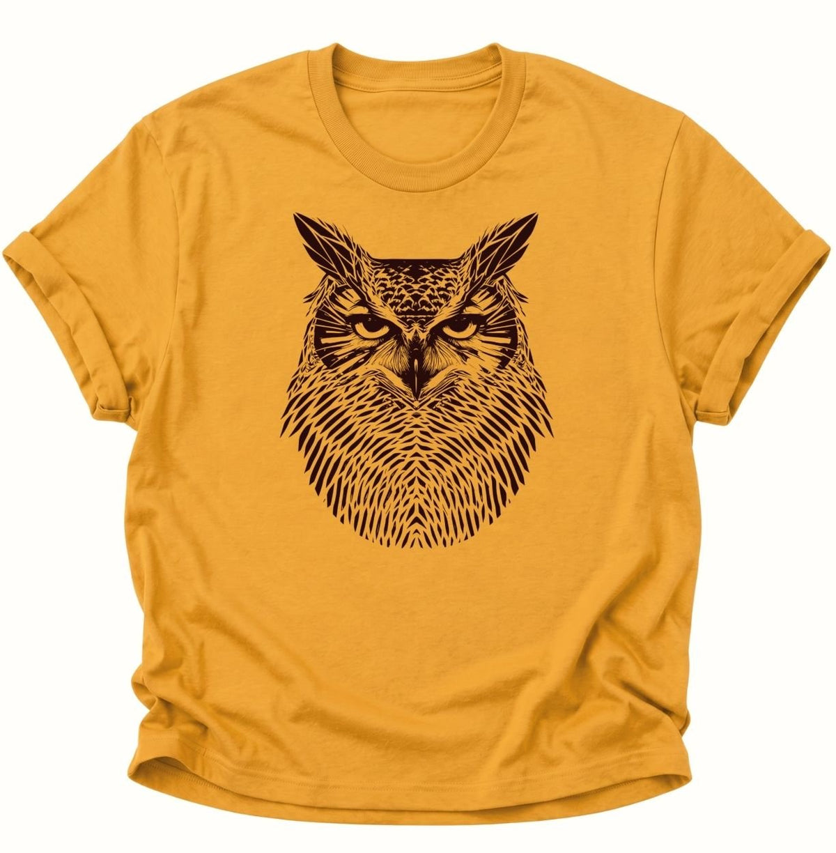 Uhu Porträt Eulen Unisex T-Shirt Gelb - PINE & RIVER