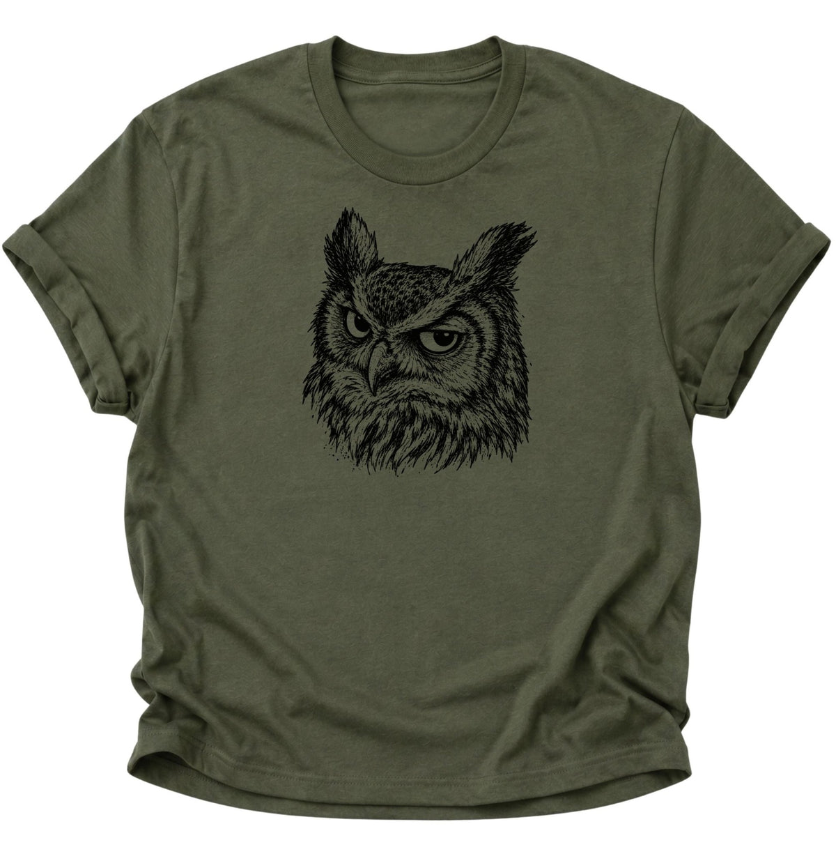 Uhu Porträt Unisex T-Shirt Military Green - PINE & RIVER