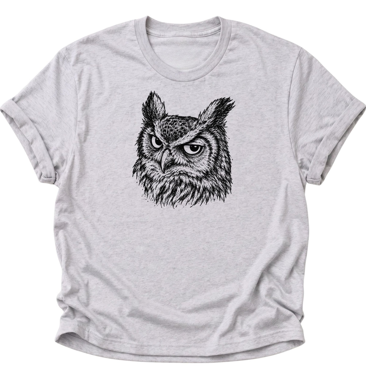 Uhu Porträt Unisex T-Shirt Ash Grey - PINE & RIVER