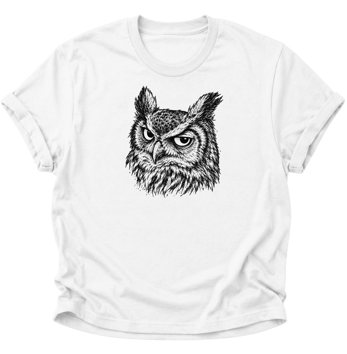 Uhu Porträt Unisex T-Shirt Weiß - PINE & RIVER