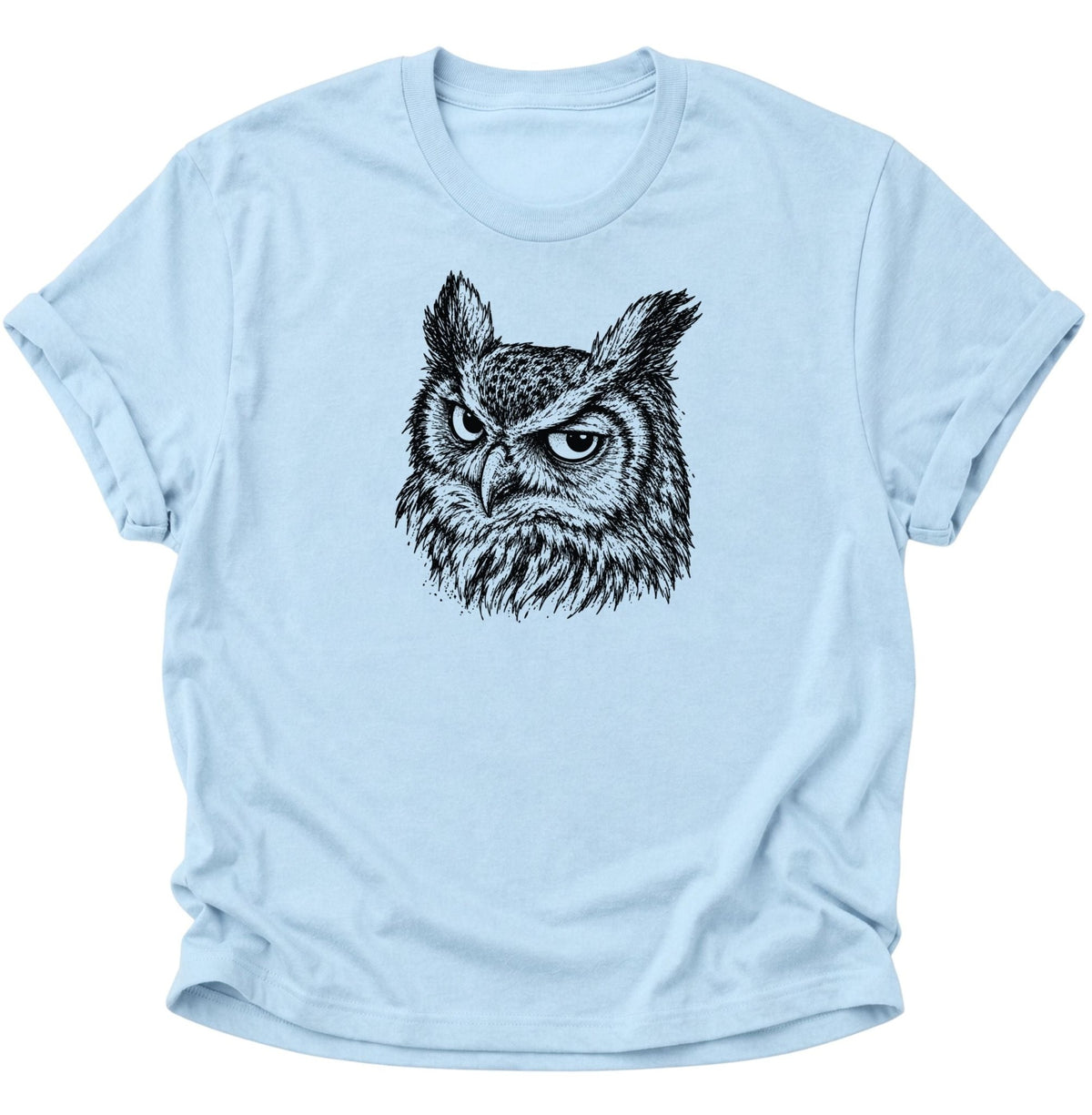 Uhu Porträt Unisex T-Shirt Light Blue - PINE & RIVER