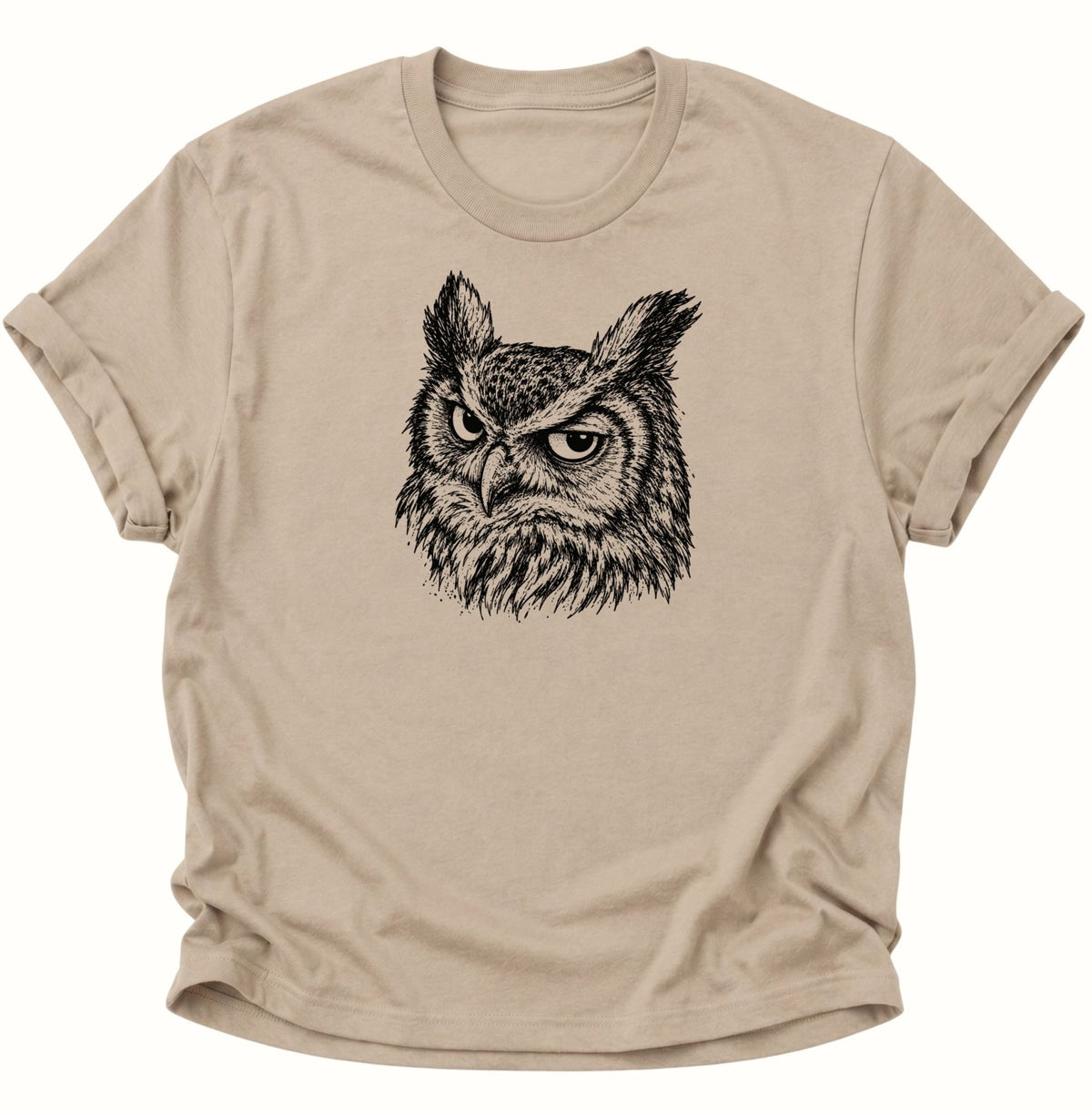 Uhu Porträt Unisex T-Shirt Sand - PINE & RIVER