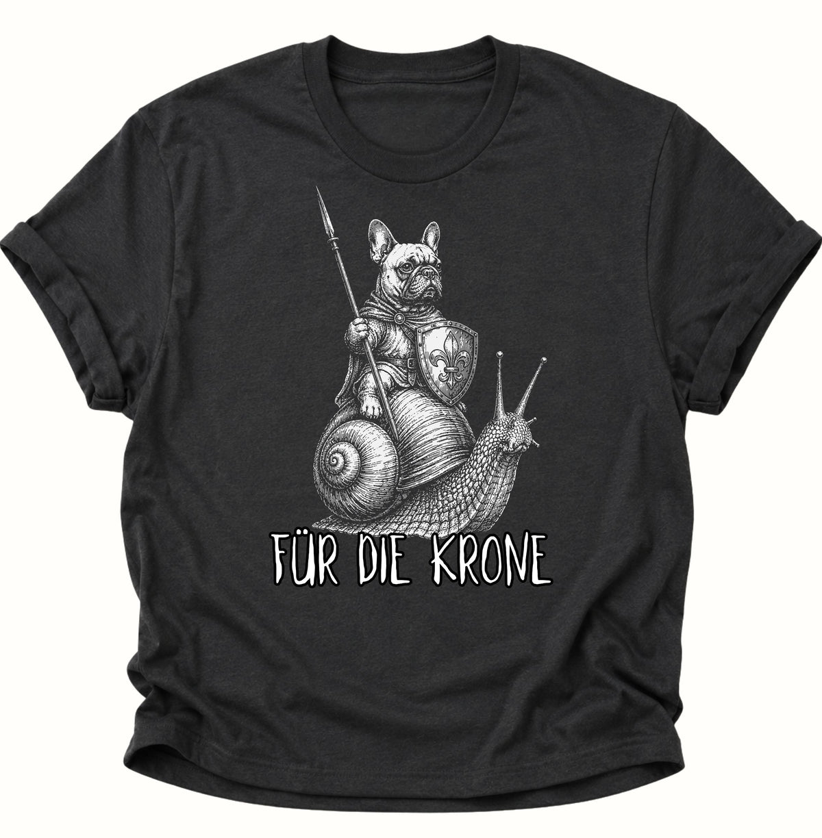 Bulldoggenritter auf Schnecke Unisex T-Shirt Schwarz - PINE & RIVER