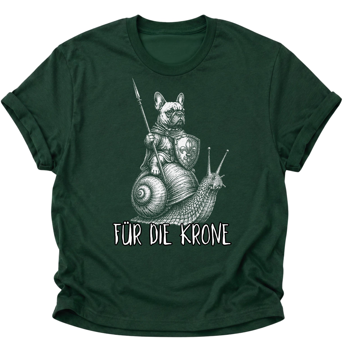 Bulldoggenritter auf Schnecke Unisex T-Shirt Forest Green - PINE & RIVER