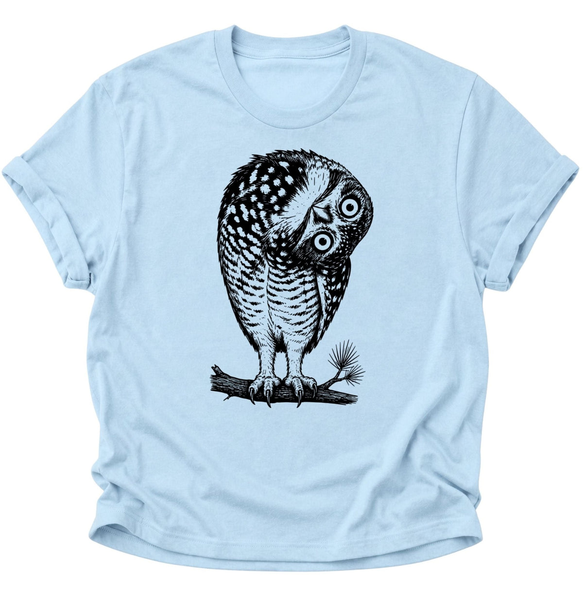 Verwirrte Eule Vogel Unisex T-Shirt Light Blue - PINE & RIVER