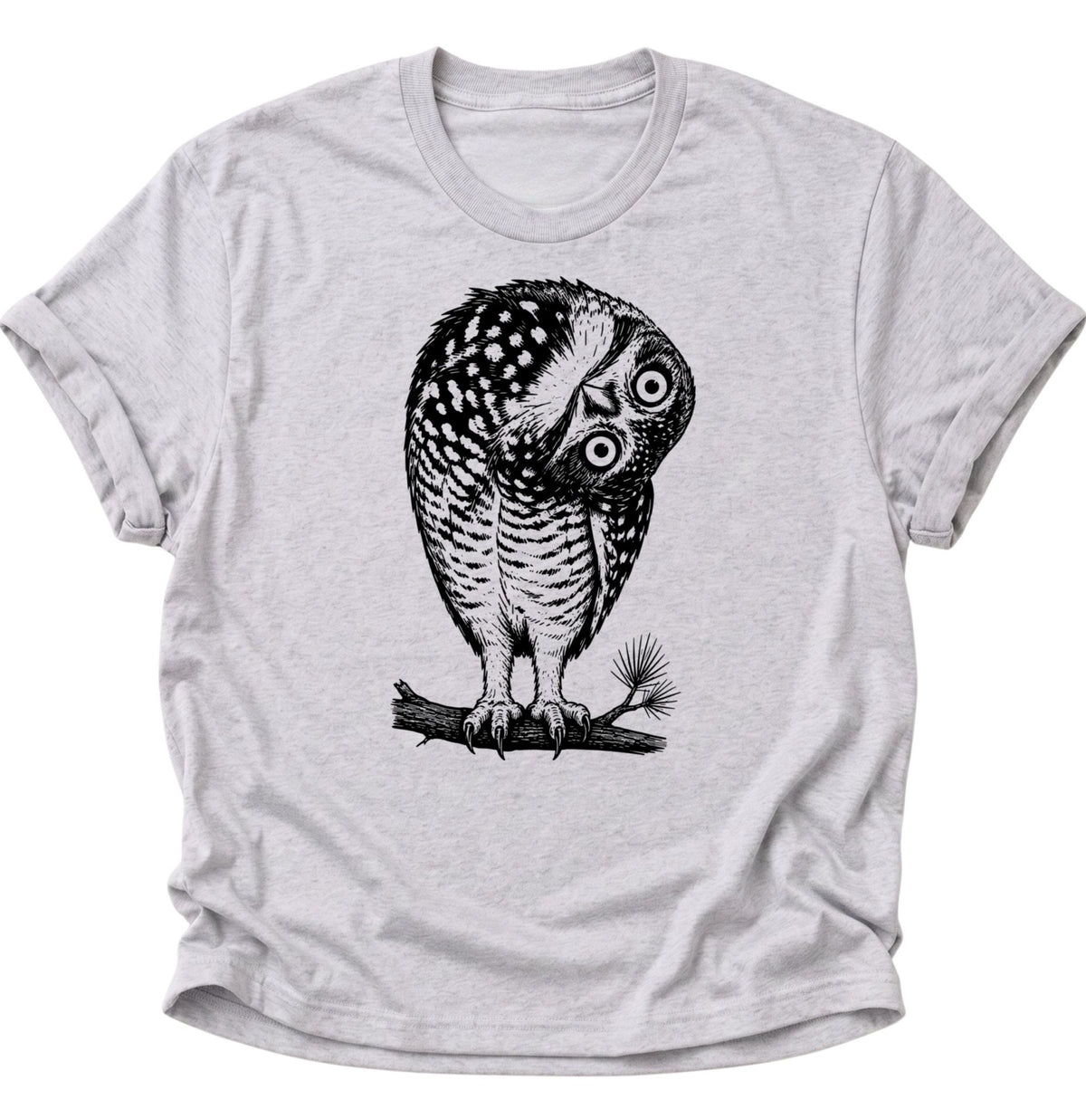 Verwirrte Eule Vogel Unisex T-Shirt Ash Grey - PINE & RIVER