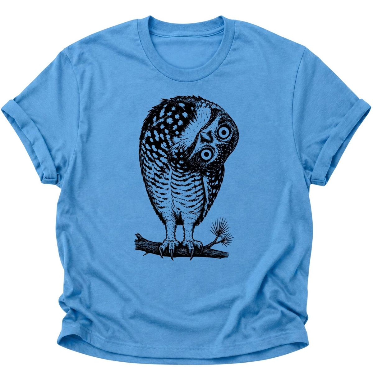 Verwirrte Eule Vogel Unisex T-Shirt Carolina Blue - PINE & RIVER