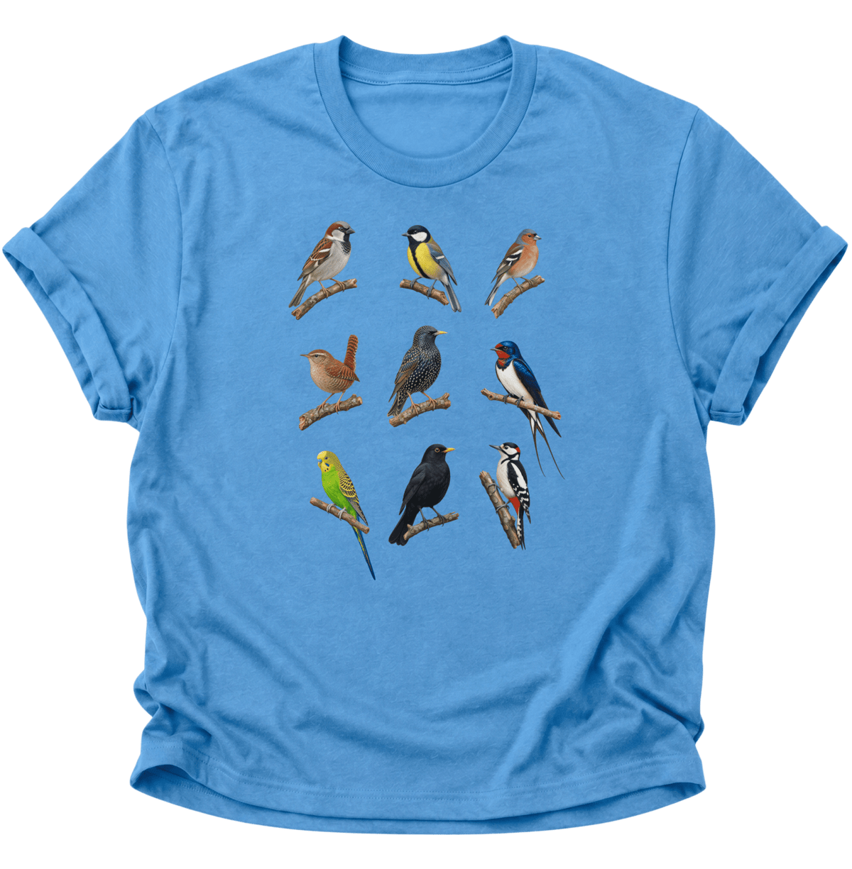 Vogelbeobachter Neun Vogelarten Unisex T-Shirt Carolina Blue - PINE & RIVER