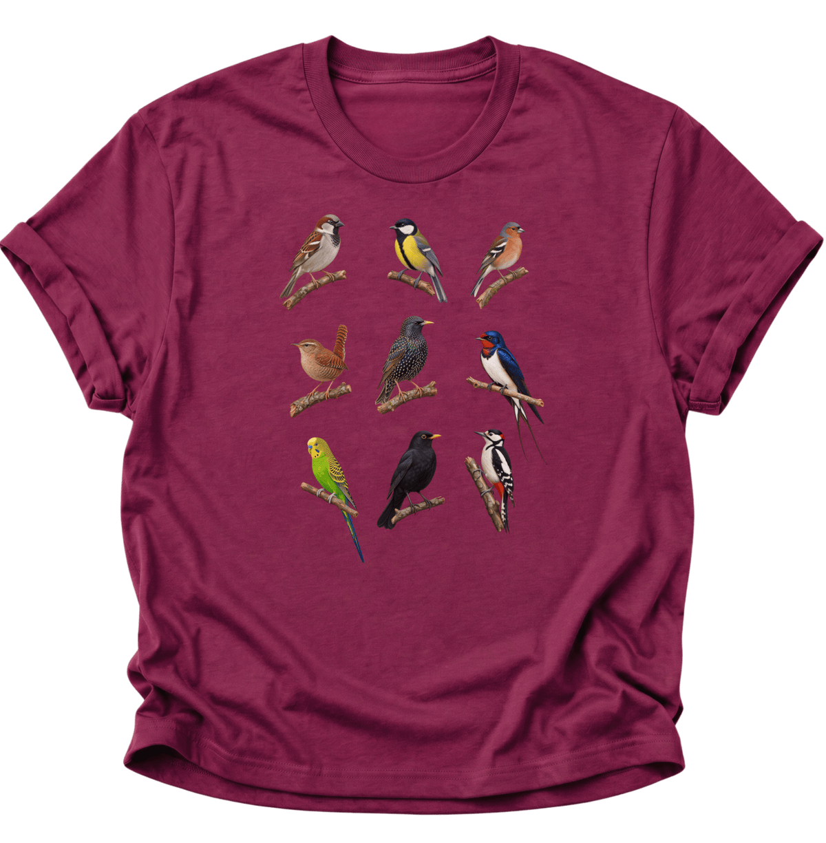 Vogelbeobachter Neun Vogelarten Unisex T-Shirt Cardinal Red - PINE & RIVER
