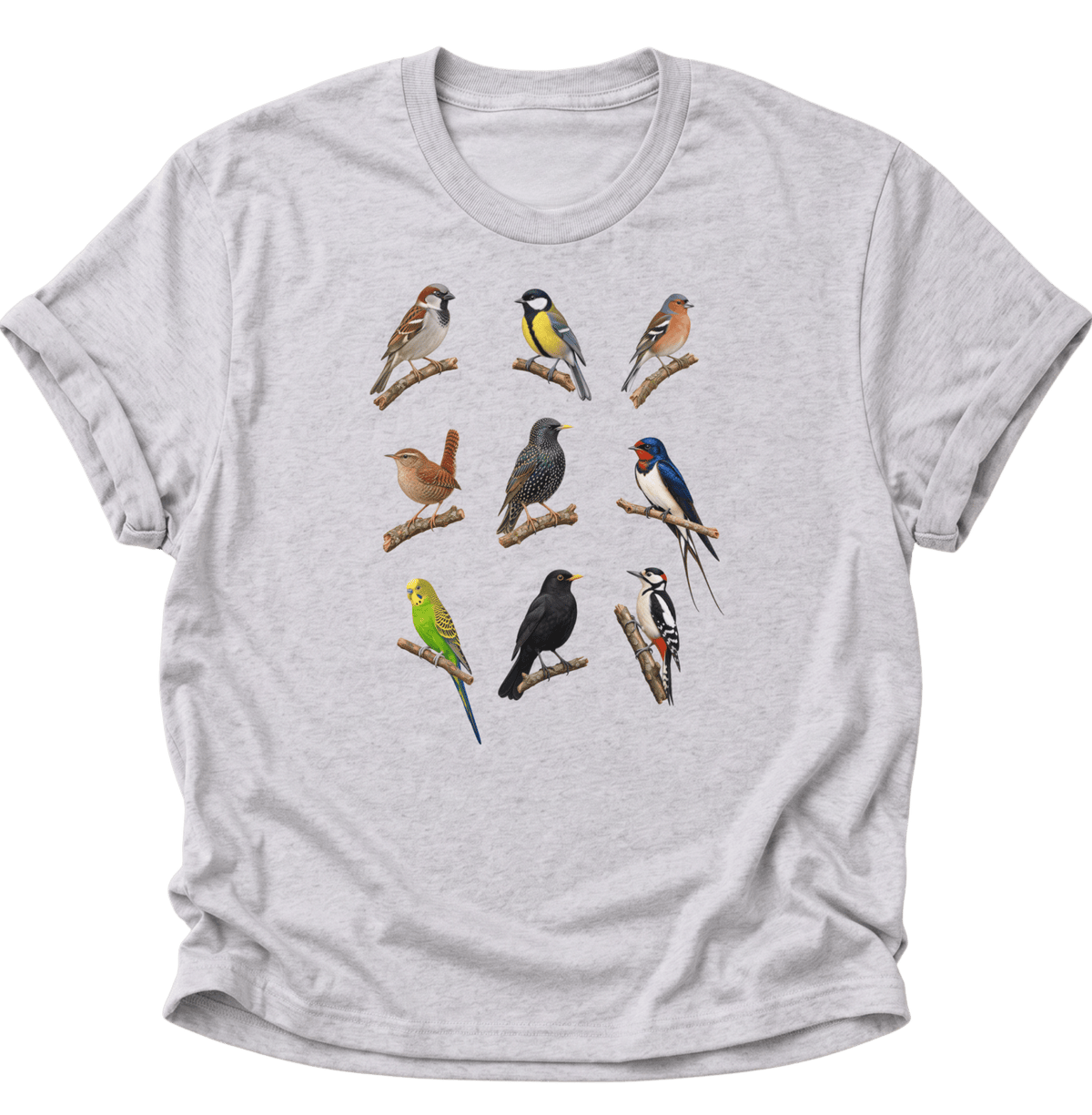 Vogelbeobachter Neun Vogelarten Unisex T-Shirt Ash Grey - PINE & RIVER